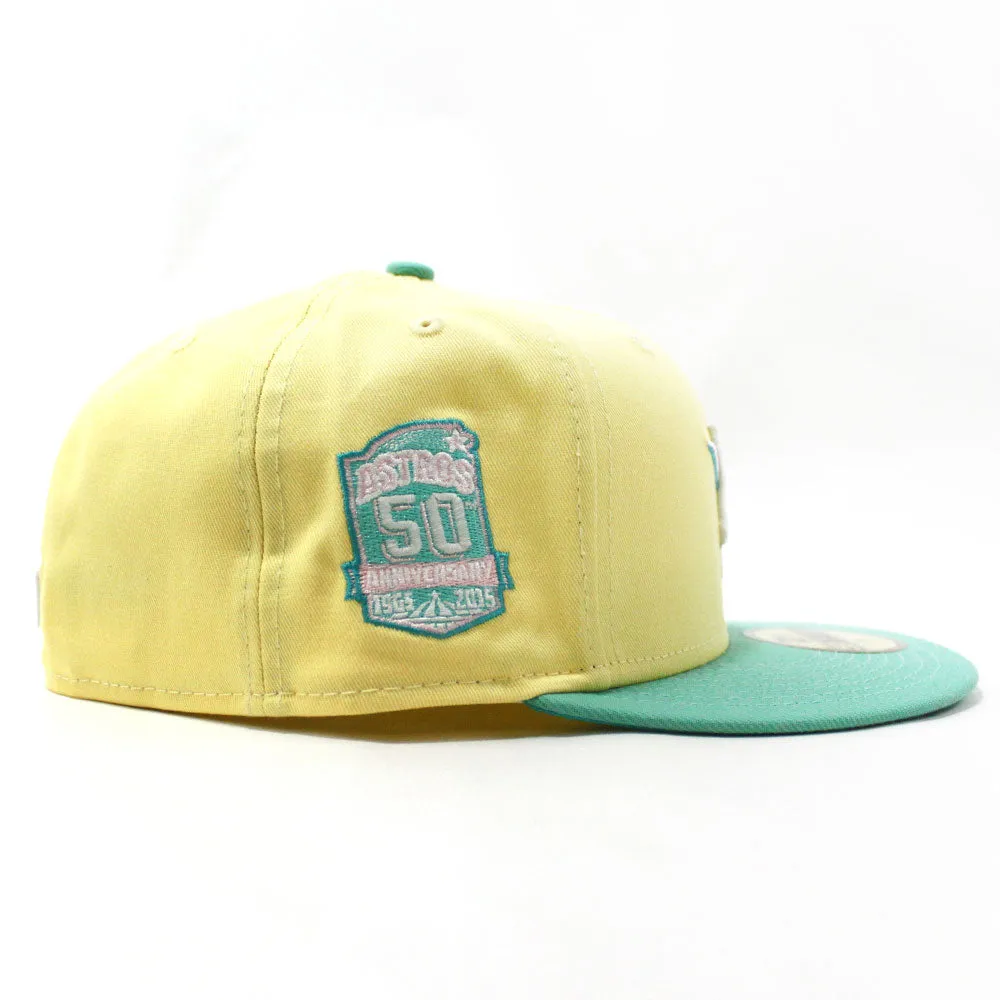 Houston Astros 50th ANNIVERSARY New Era 59Fifty Fitted Hat (GITD Yellow Mint Teal Under Brim)