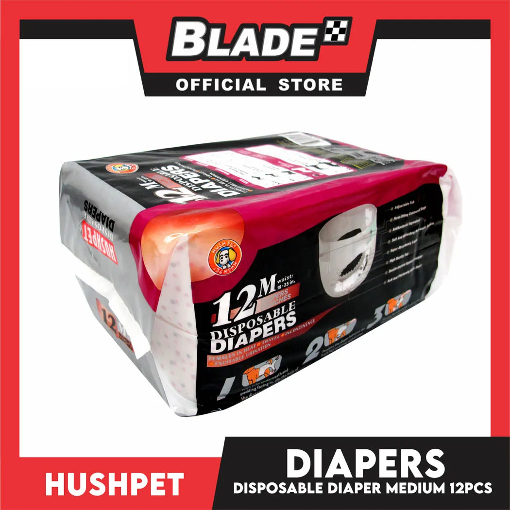 Hushpet Deluxe Disposable Dog Diapers 12pcs. (Medium)