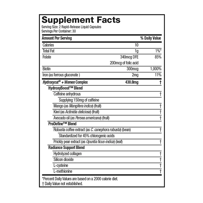 HYDROXYCUT   WOMEN CONTAINS COLLAGEN   BIOTIN (US VERSION)