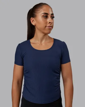 Ignite Ribbed Scrunch Side Cropped Tee - Future Navy