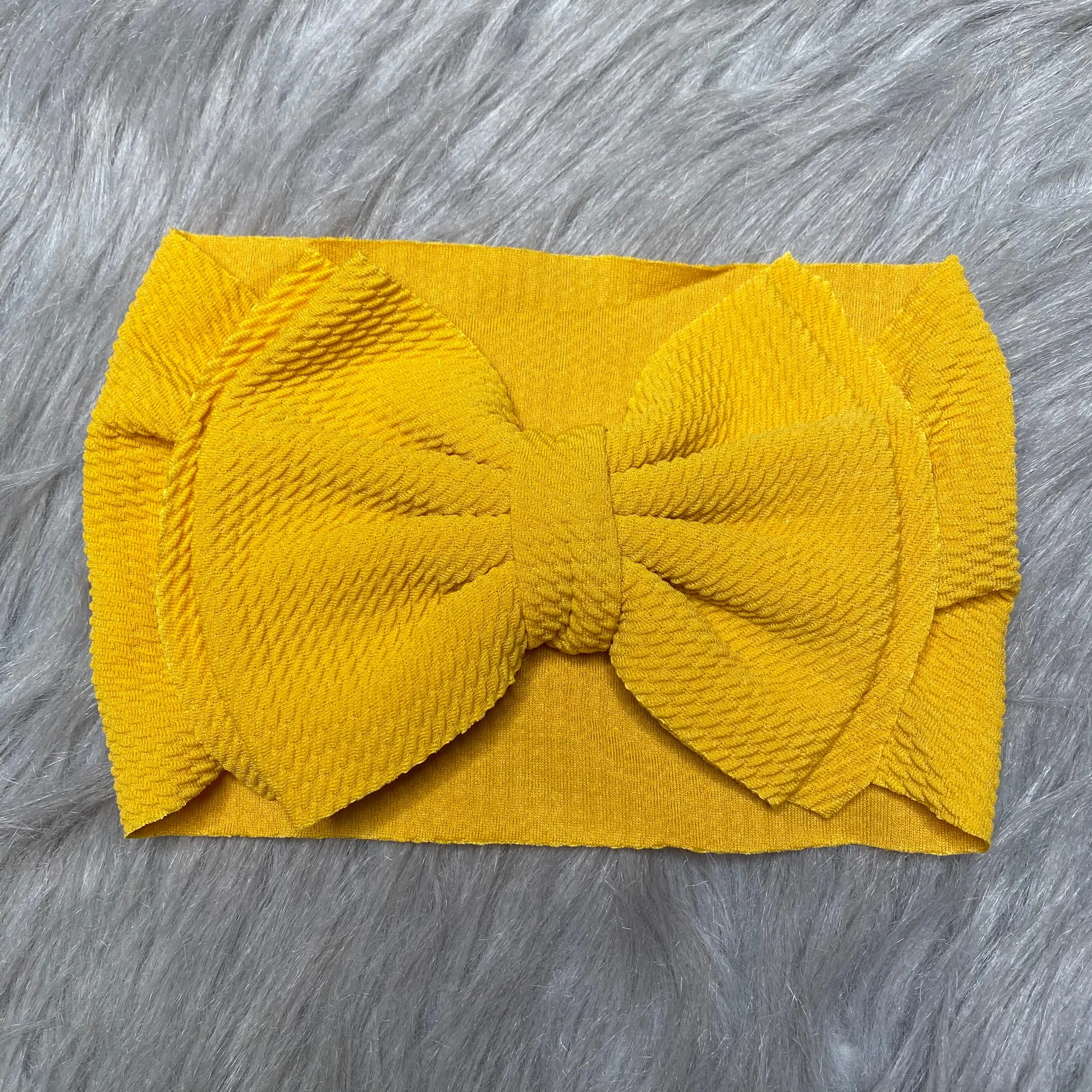 IN-STOCK Large Headband Bow in Stretchy Waffle Fabric