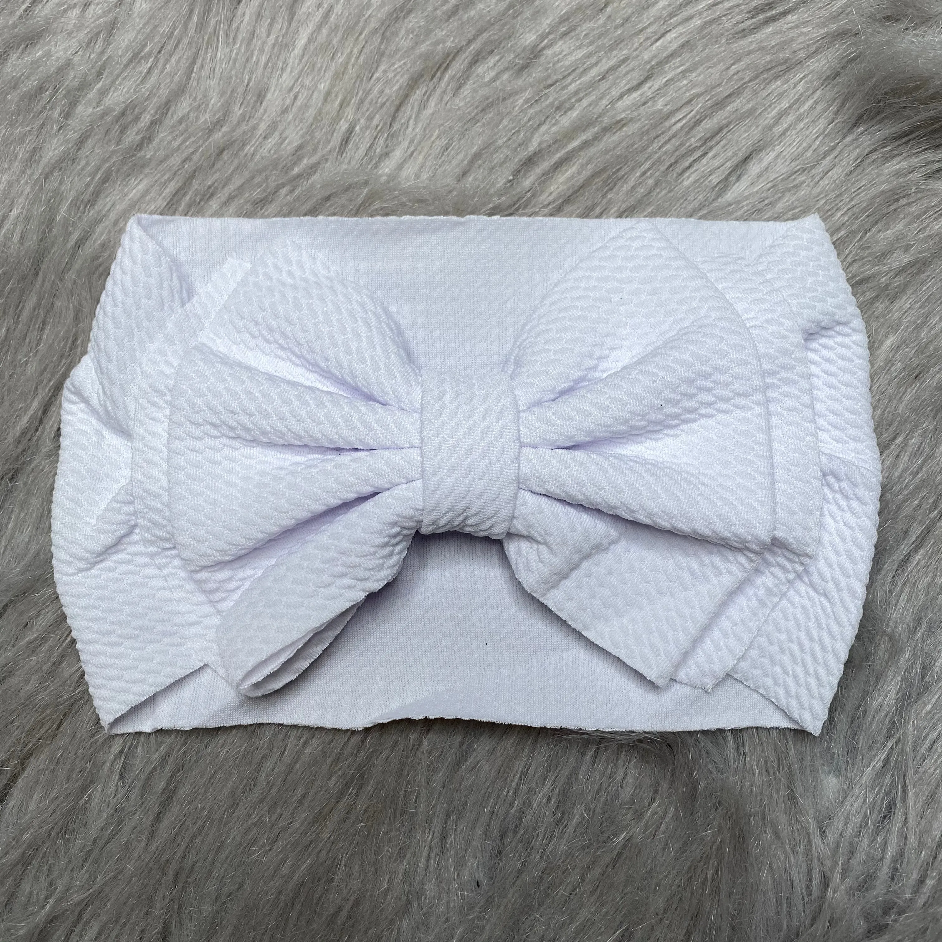 IN-STOCK Large Headband Bow in Stretchy Waffle Fabric