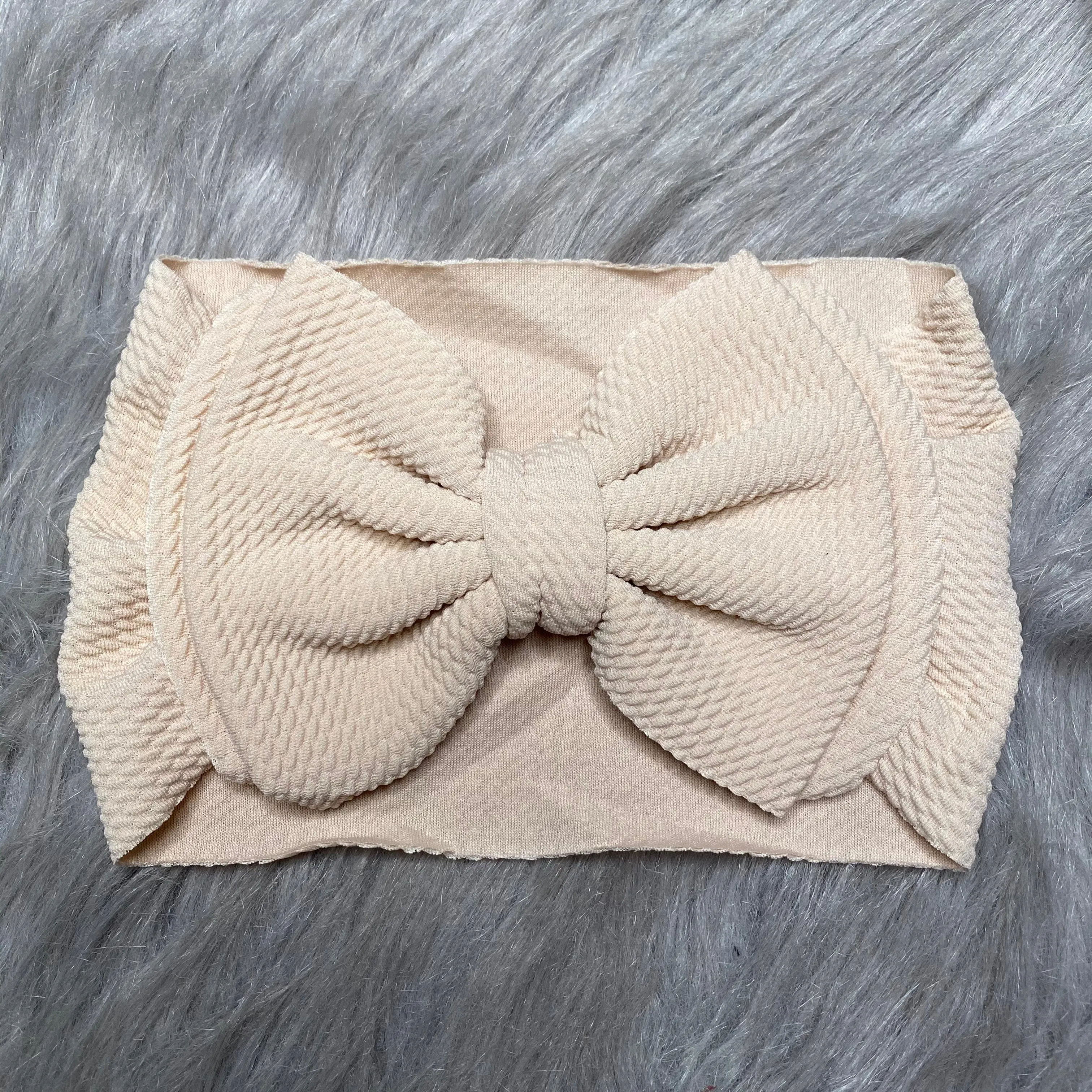 IN-STOCK Large Headband Bow in Stretchy Waffle Fabric