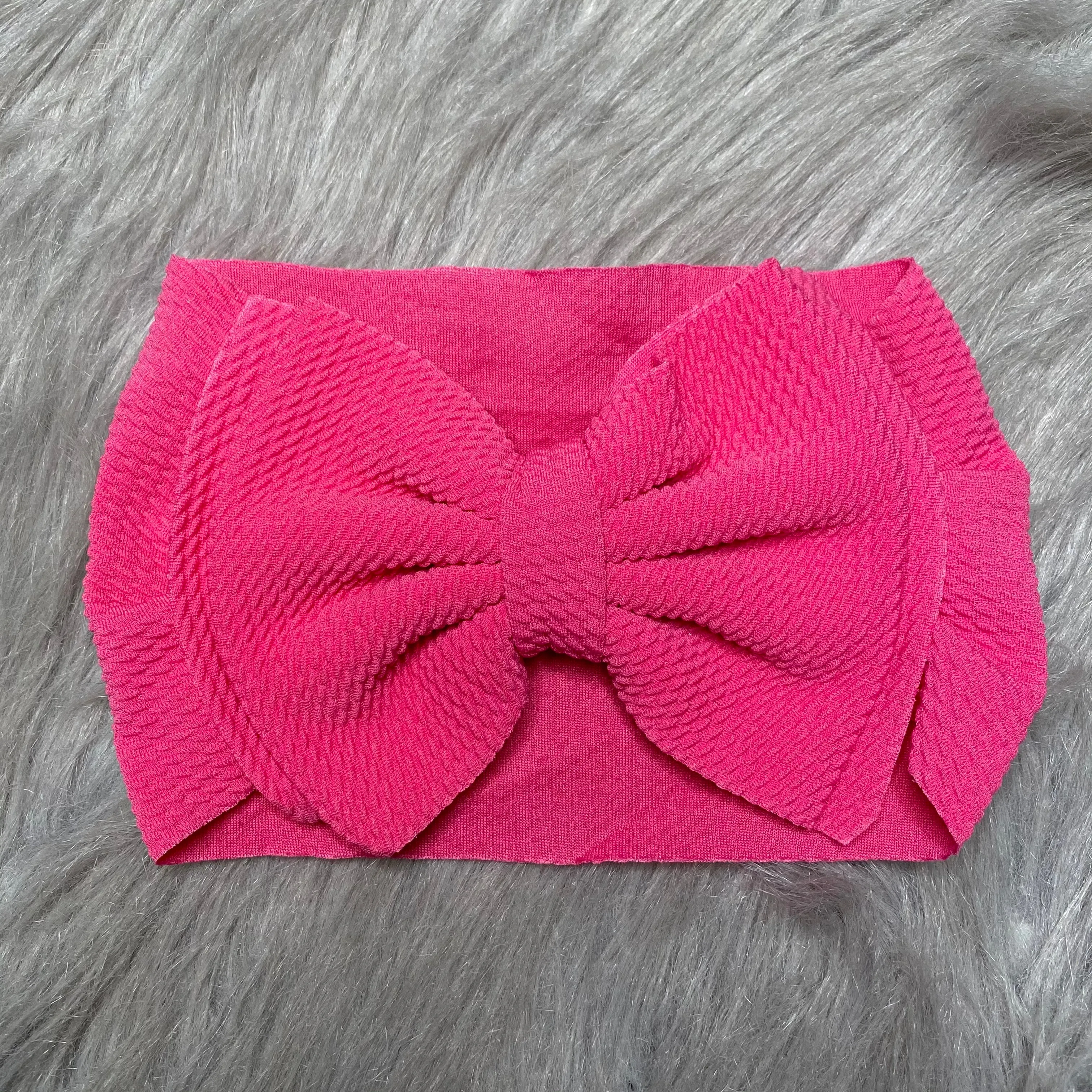 IN-STOCK Large Headband Bow in Stretchy Waffle Fabric