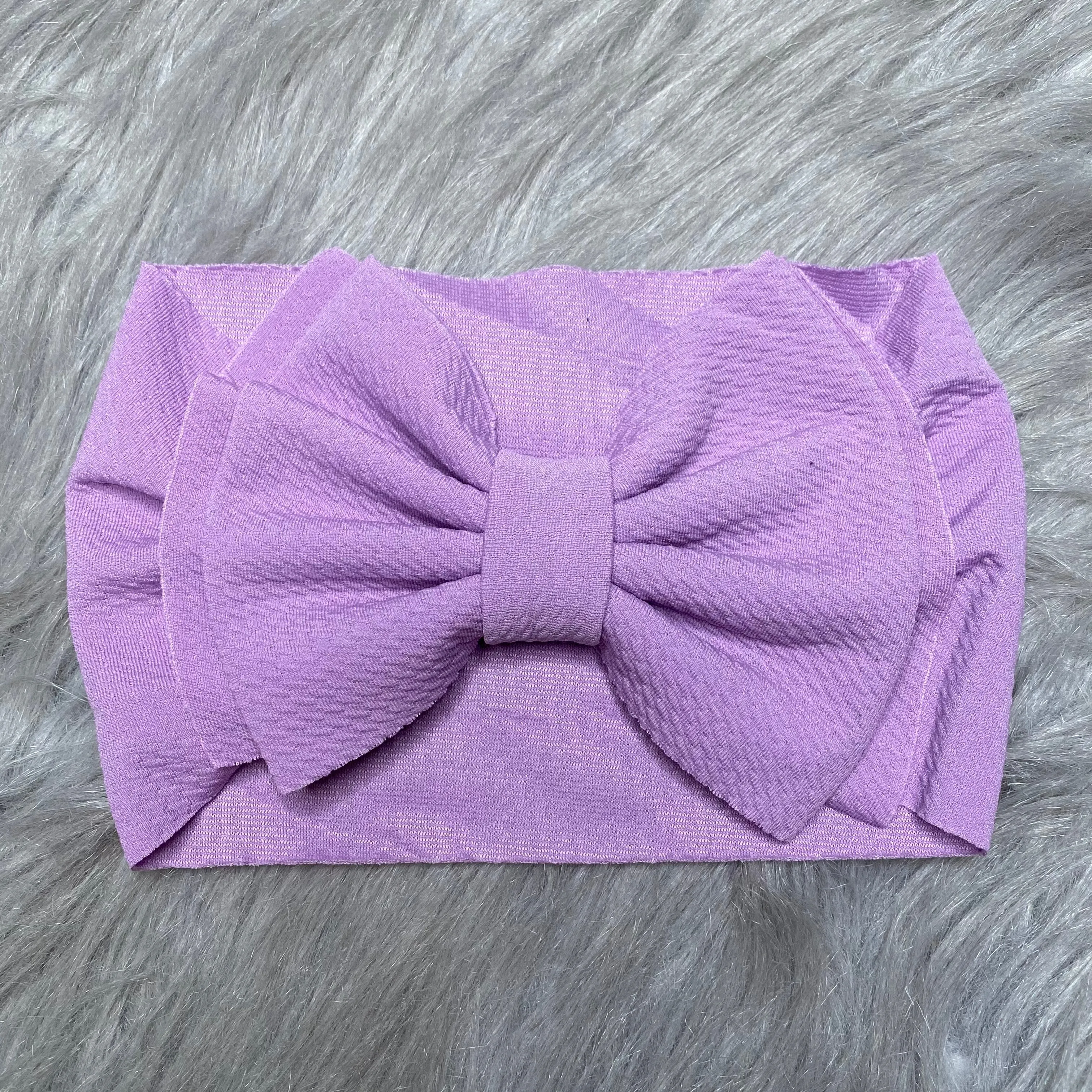 IN-STOCK Large Headband Bow in Stretchy Waffle Fabric