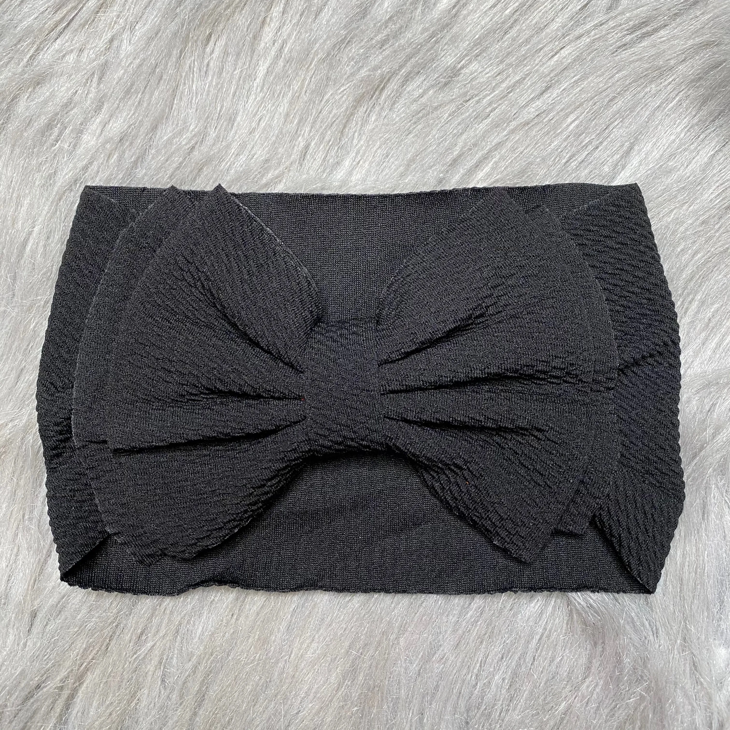 IN-STOCK Large Headband Bow in Stretchy Waffle Fabric