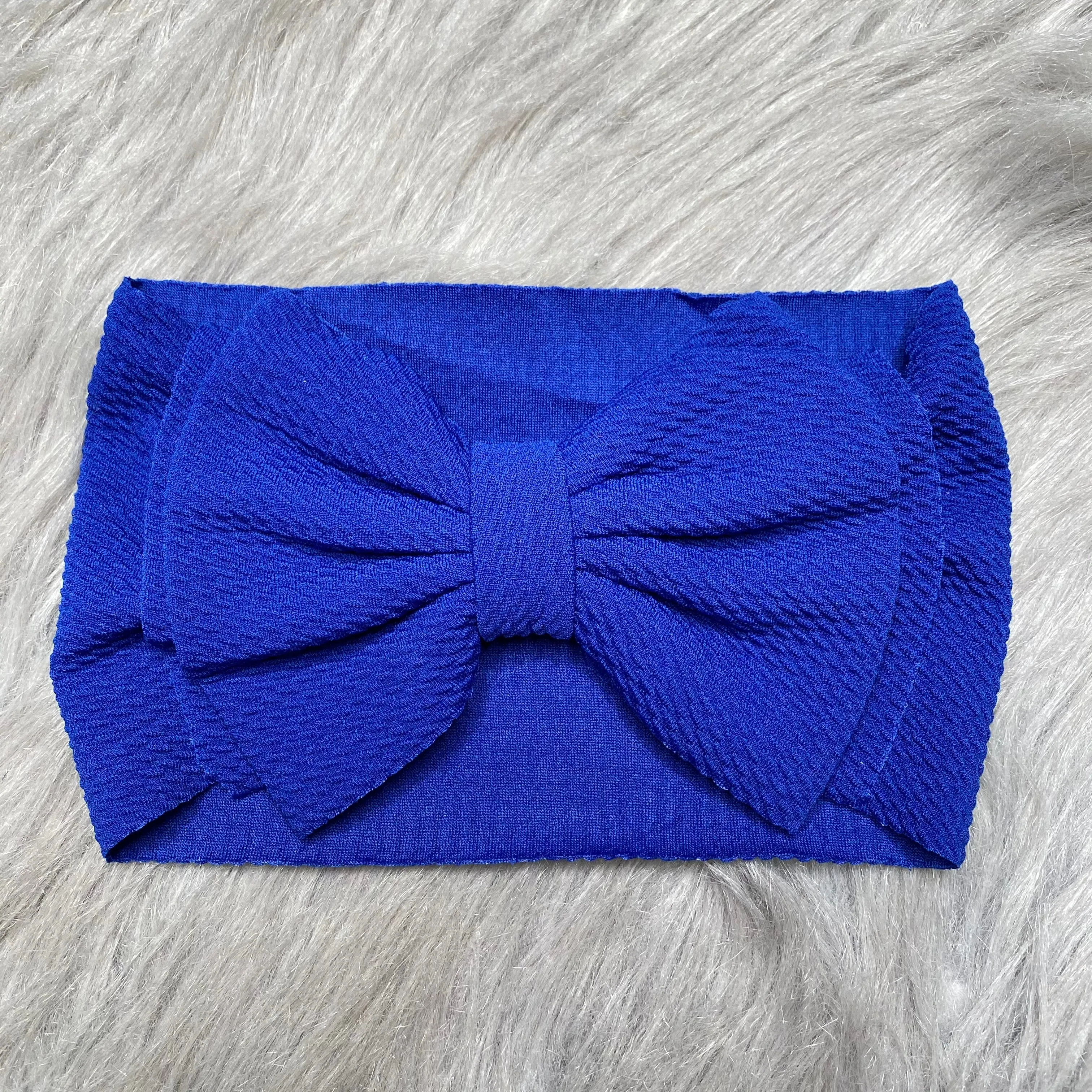 IN-STOCK Large Headband Bow in Stretchy Waffle Fabric