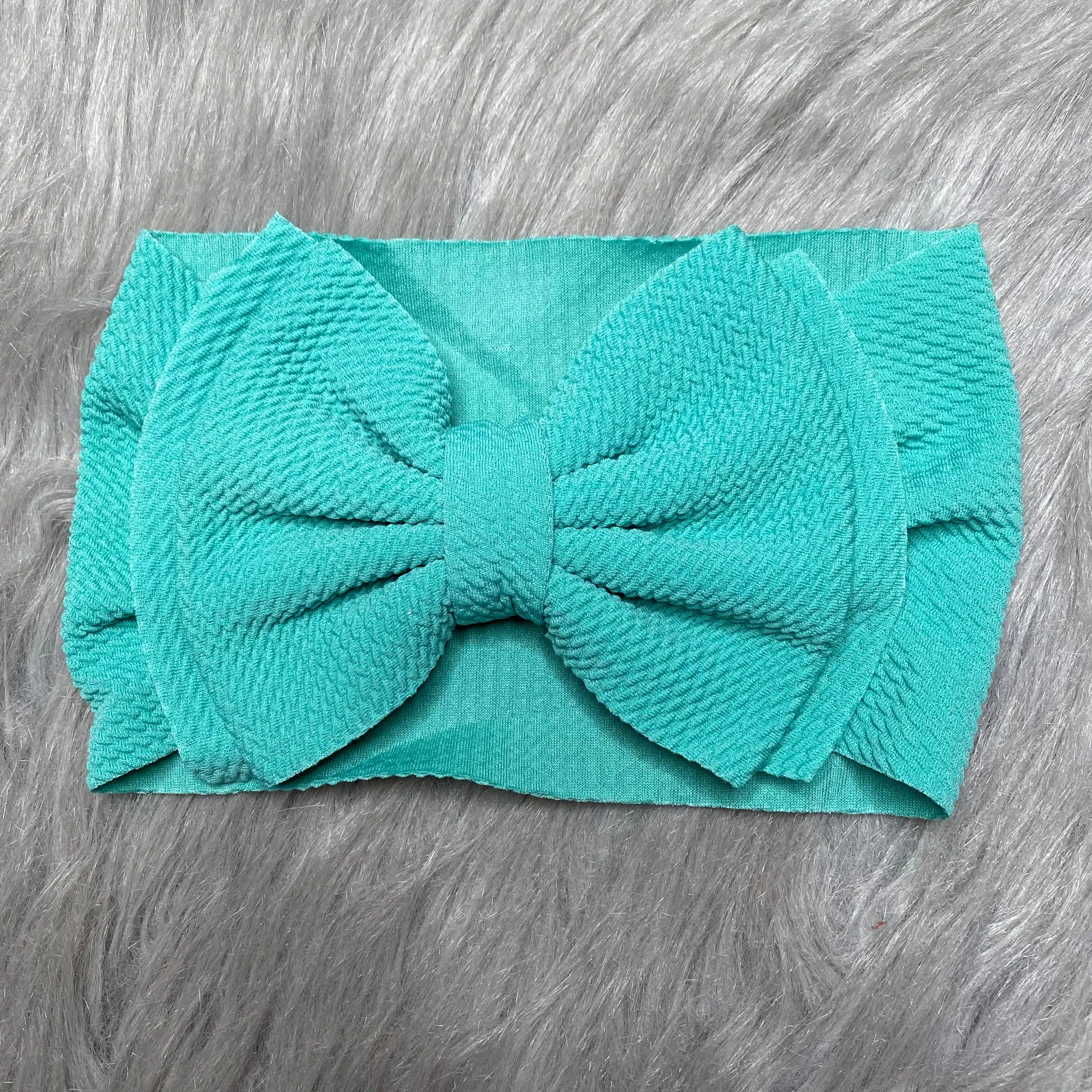 IN-STOCK Large Headband Bow in Stretchy Waffle Fabric