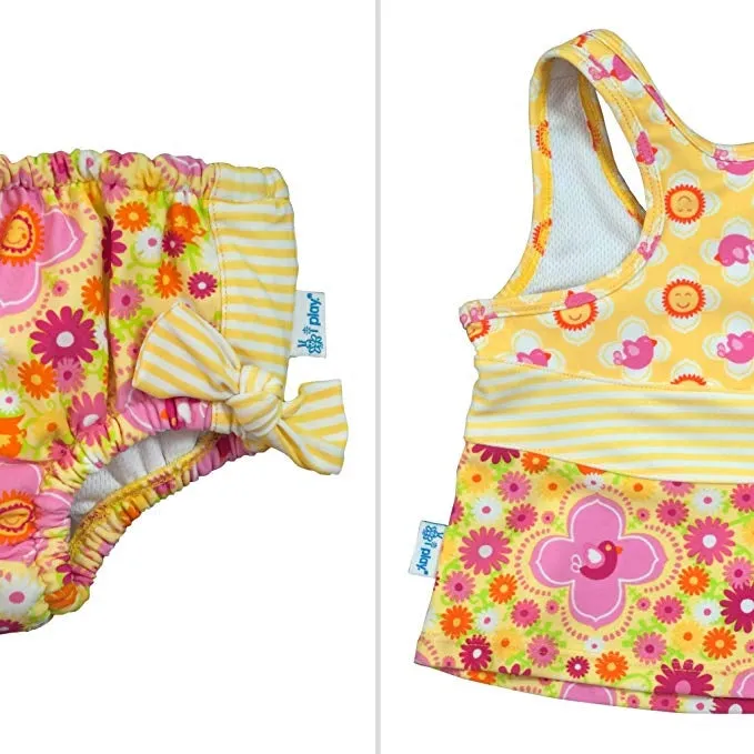 Iplay Ultimate Swim Diaper 2 pc Tankini Set - Yellow Fiesta Floral