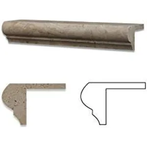 Ivory Travertine Honed 2 X 12 x 3 Corner Ogee Stair Tread Trim - Box of 5 pcs.