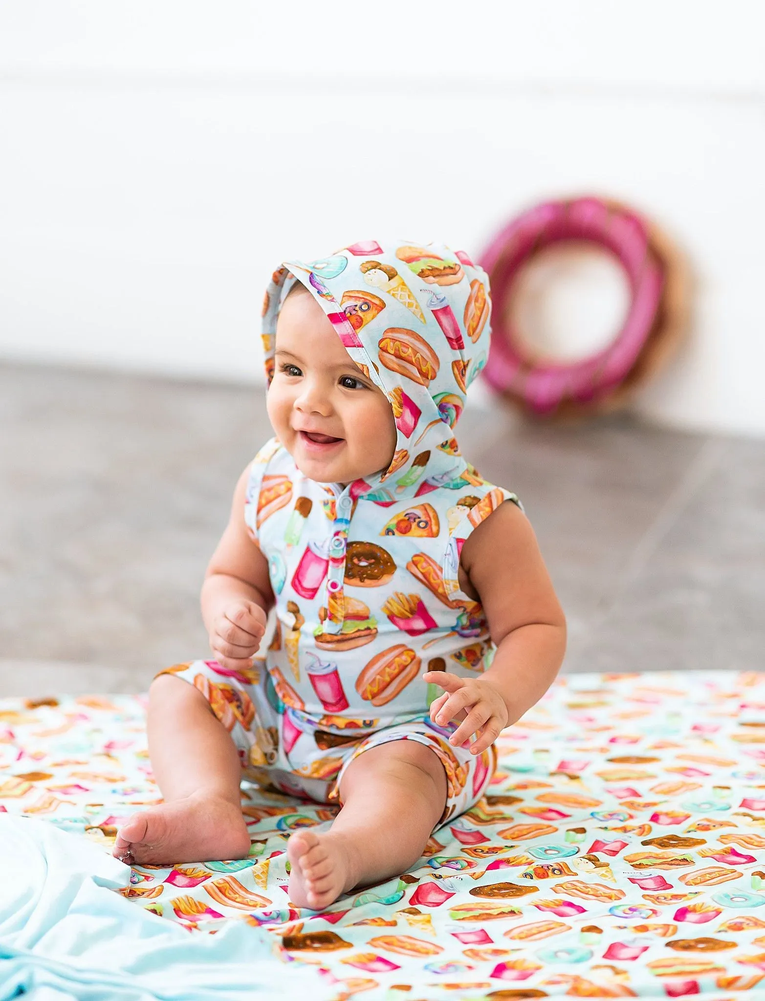 Junk Food Hooded Shortie Tank Romper- Final Sale