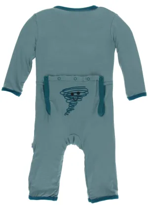 KicKee Pants Dusty Sky Happy Tornado Applique Coverall with Zipper