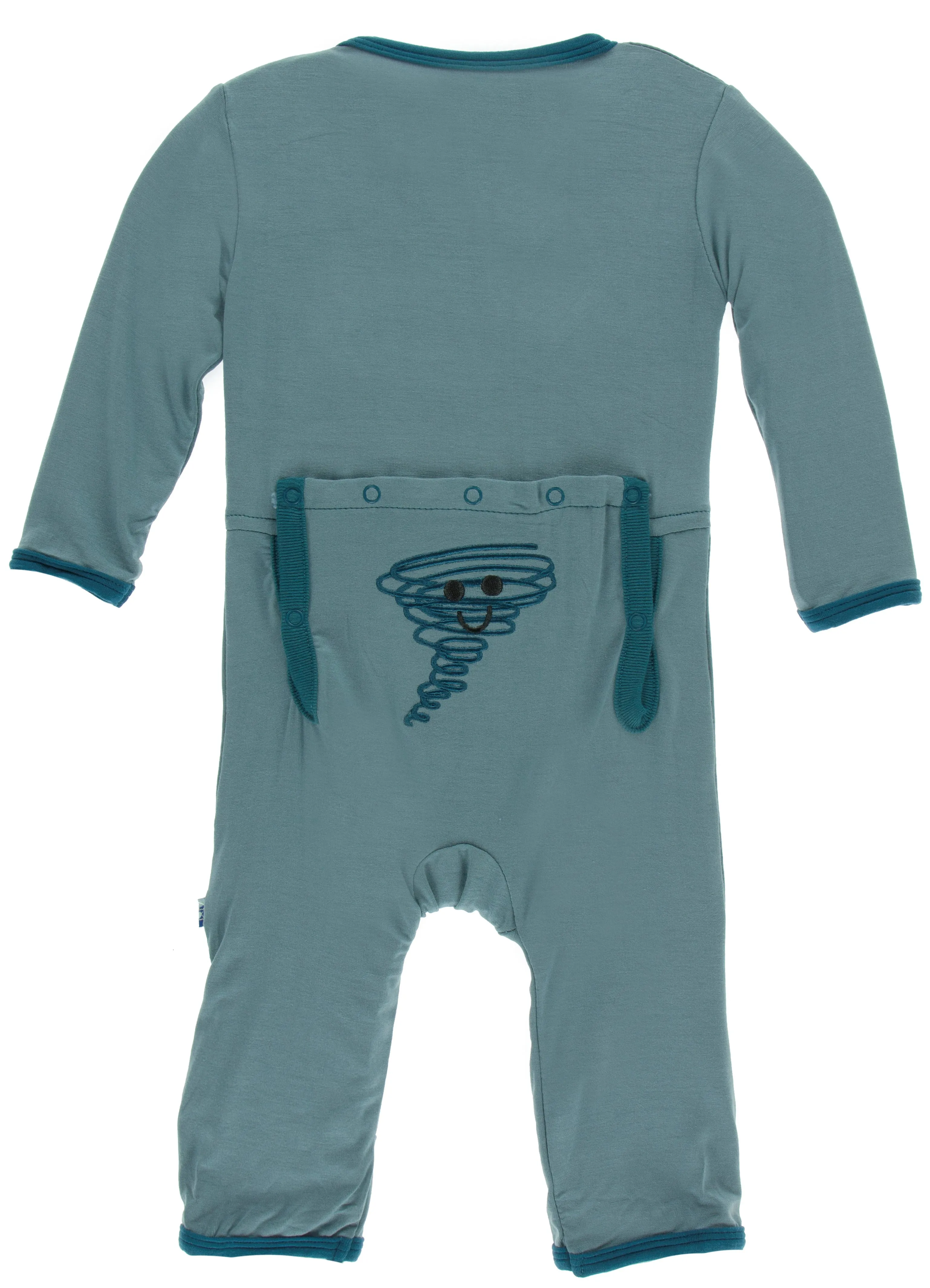 KicKee Pants Dusty Sky Happy Tornado Applique Coverall with Zipper