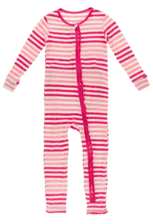 KicKee Pants Forest Fruit Stripe Muffin Ruffle Coverall with Zipper