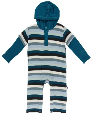 KicKee Pants Meteorology Stripe L/S Hoodie Romper