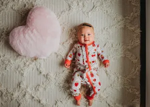 Kiki   Lulu Valentine's Day Vintage Hearts Convertible Baby Footie
