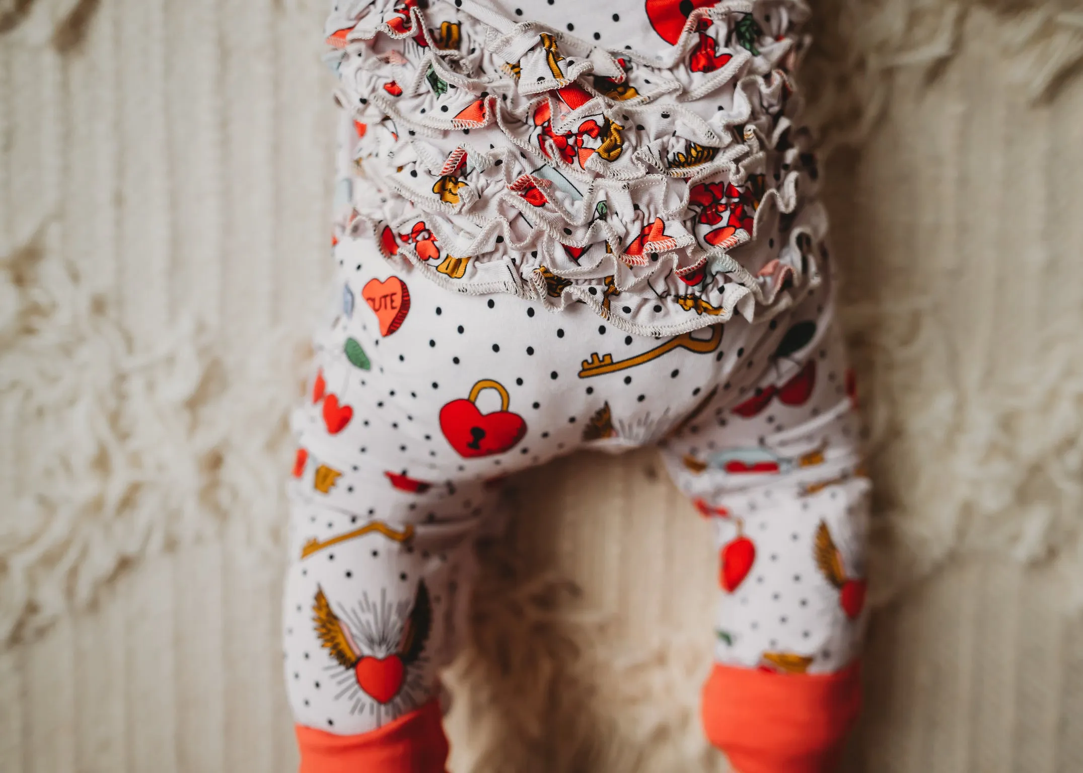 Kiki   Lulu Valentine's Day Vintage Hearts Convertible Baby Footie