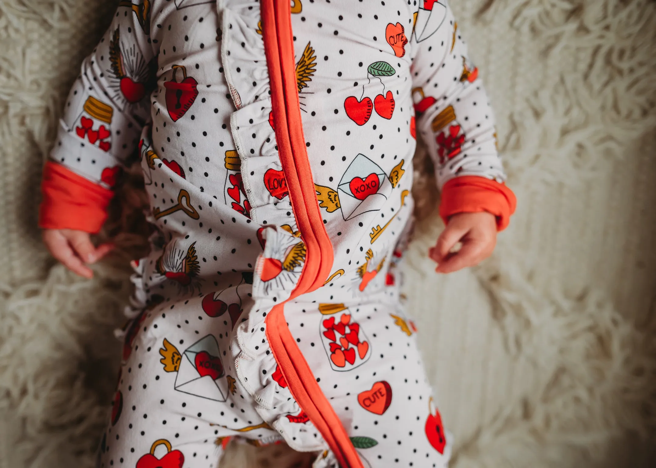 Kiki   Lulu Valentine's Day Vintage Hearts Convertible Baby Footie