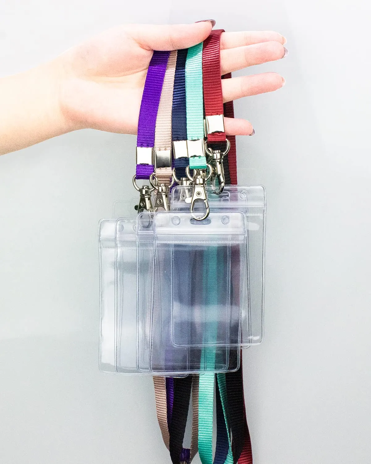 Lanyards for ID Badges, 3 Pack of Lanyard with ID Card Holder, Teskyer Extra Thick Clear Waterproof Resealable Zip ID Badge Holder with Lanyard for Office, School, Cruise Ship Cards