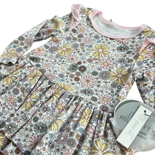 Lavender Floral Bamboo Dress and Headband Set