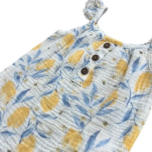 Lemons Cotton Muslin Jumpsuit and Headband Set
