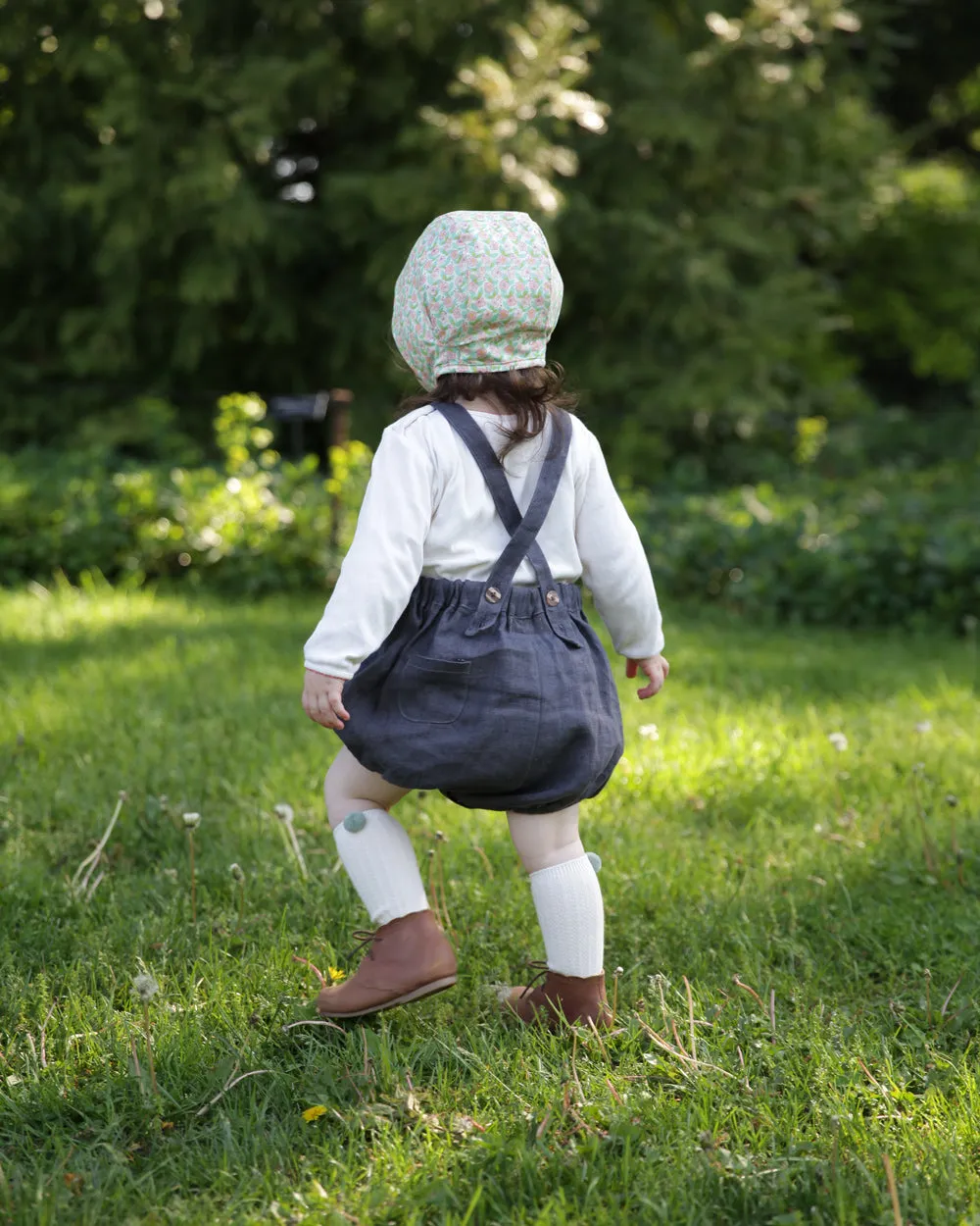 Linen Romper, Charcoal