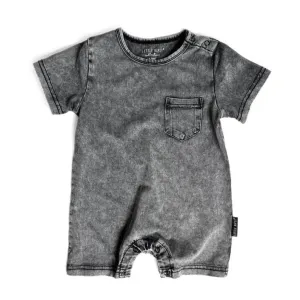 Little Bipsy Acid Wash Shorty Romper - Black