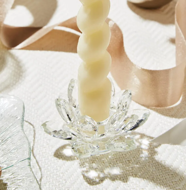 LOTUS FLOWER CRYSTAL CANDLEHOLDER-LARGE