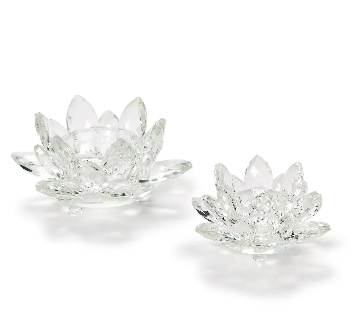 LOTUS FLOWER CRYSTAL CANDLEHOLDER-LARGE