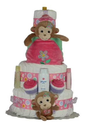MADDIE MONKEY 4 TIERS Diaper Cake