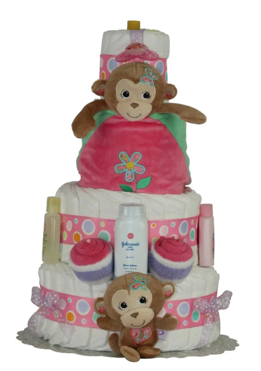 MADDIE MONKEY 4 TIERS Diaper Cake