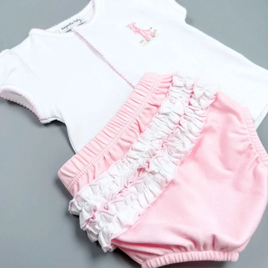 Magnolia Baby Girls Soft Pima Cotton Pink Giraffe Diaper Set Newborn 3 6 9 Months