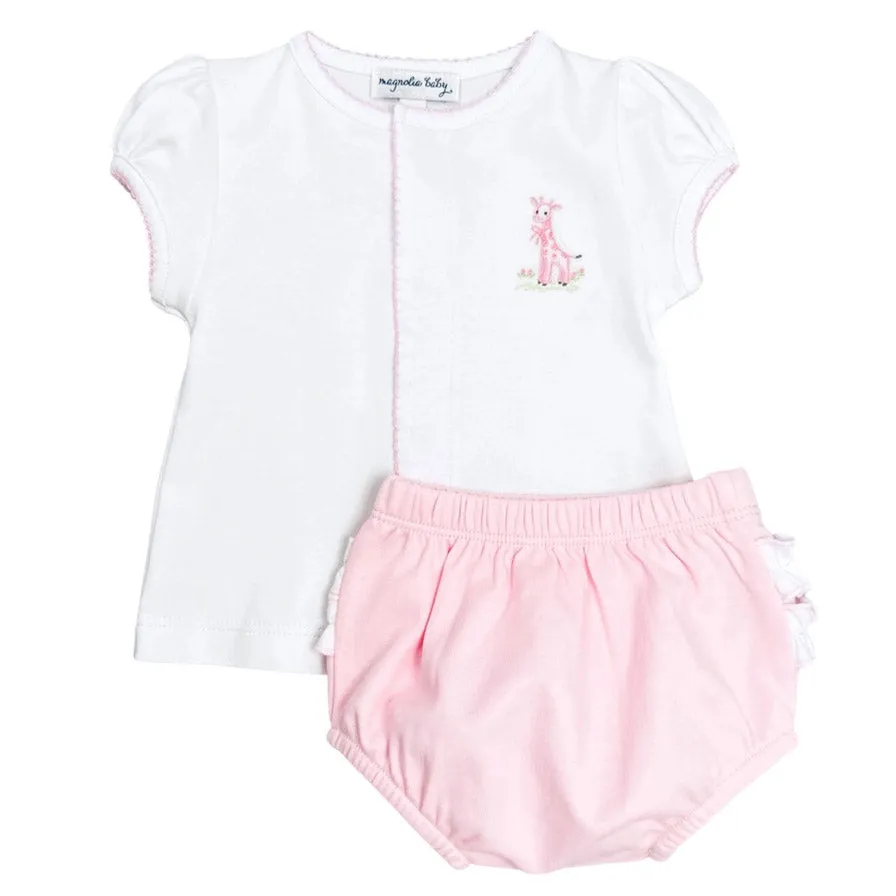 Magnolia Baby Girls Soft Pima Cotton Pink Giraffe Diaper Set Newborn 3 6 9 Months