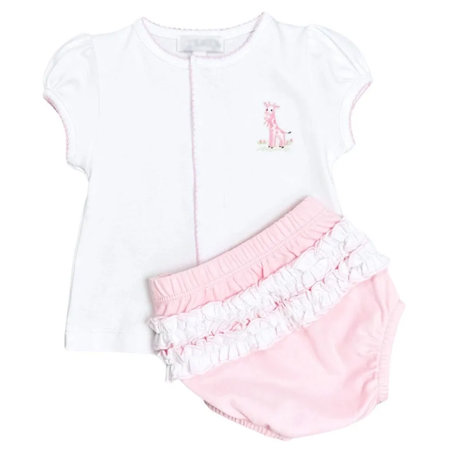 Magnolia Baby Girls Soft Pima Cotton Pink Giraffe Diaper Set Newborn 3 6 9 Months