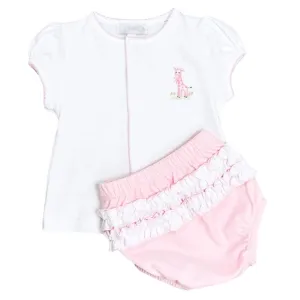 Magnolia Baby Girls Soft Pima Cotton Pink Giraffe Diaper Set Newborn 3 6 9 Months