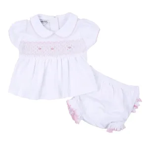 Magnolia Baby Girls Soft Pima Cotton Pink Smocked Diaper Set Newborn 3 6 9 Months