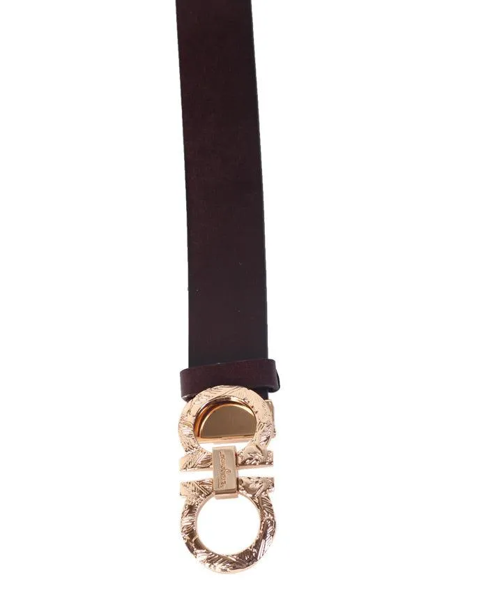 Men "s Salvatore  Ferragamo D Beown Leather Belt