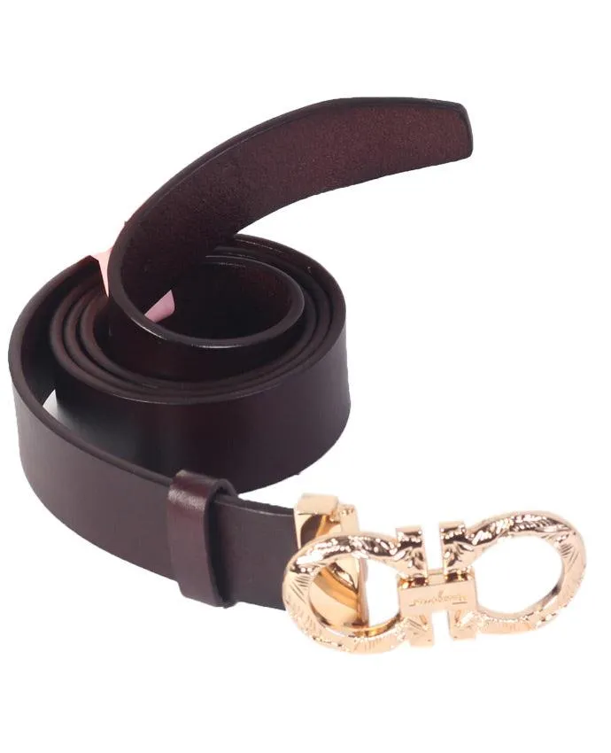 Men "s Salvatore  Ferragamo D Beown Leather Belt