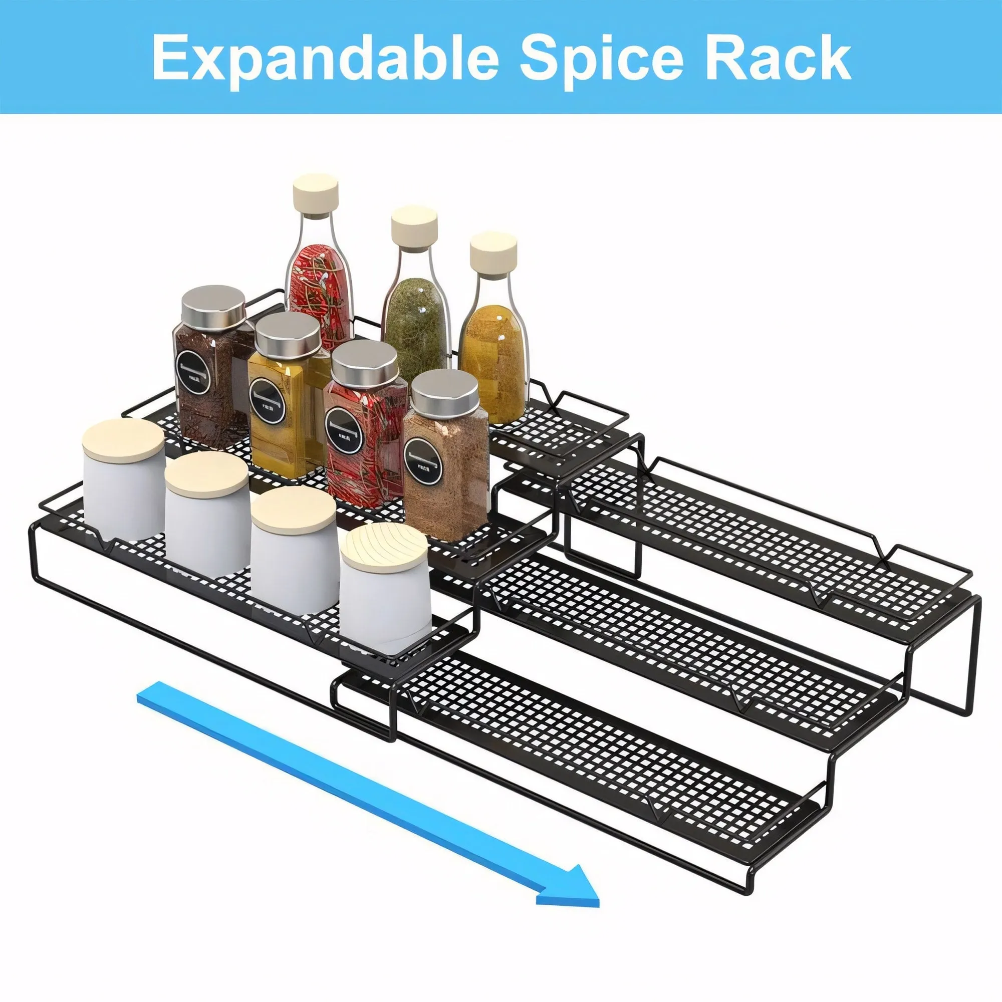 Metal Wire Kitchen Spice Rack - 3 Tier Storage Organizer