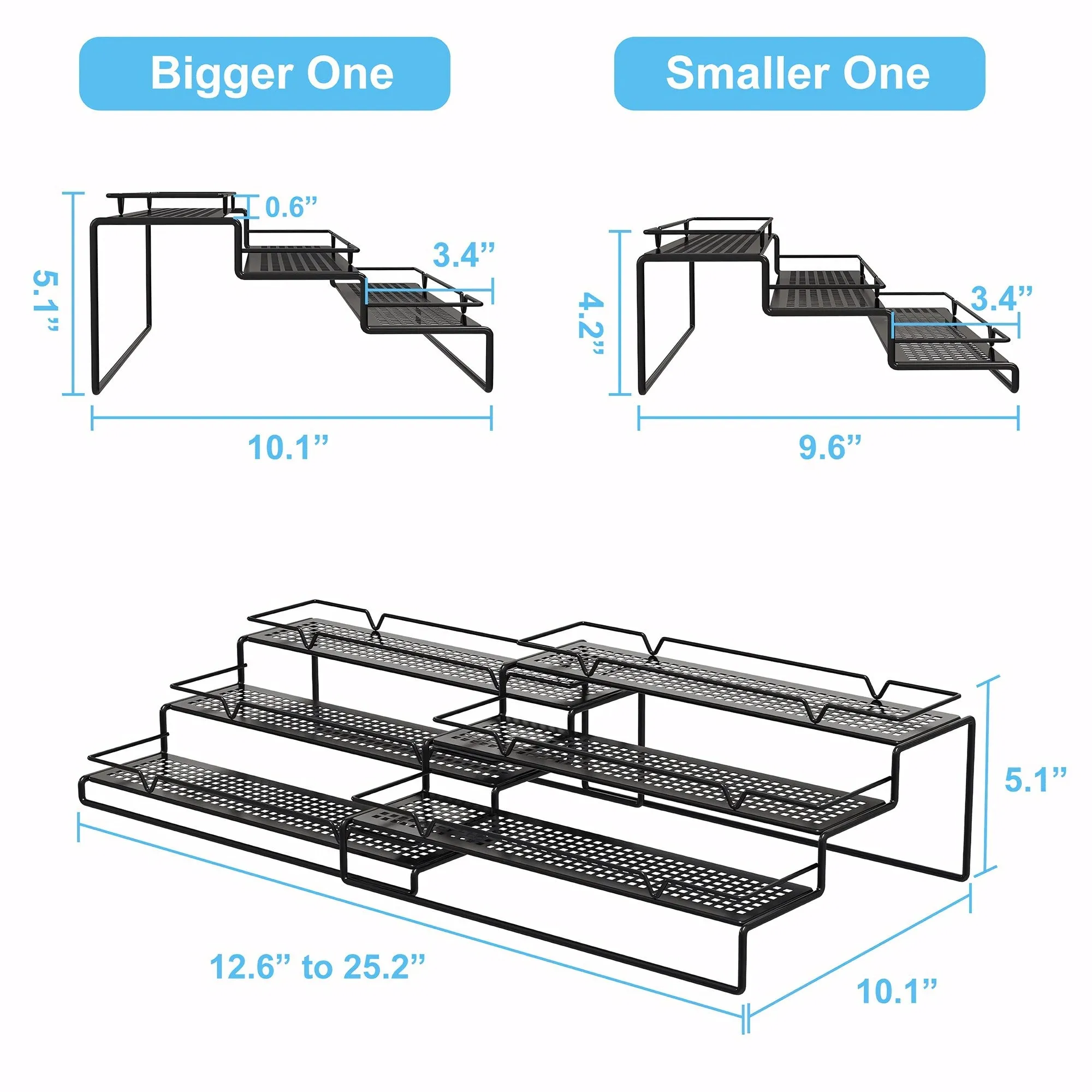 Metal Wire Kitchen Spice Rack - 3 Tier Storage Organizer