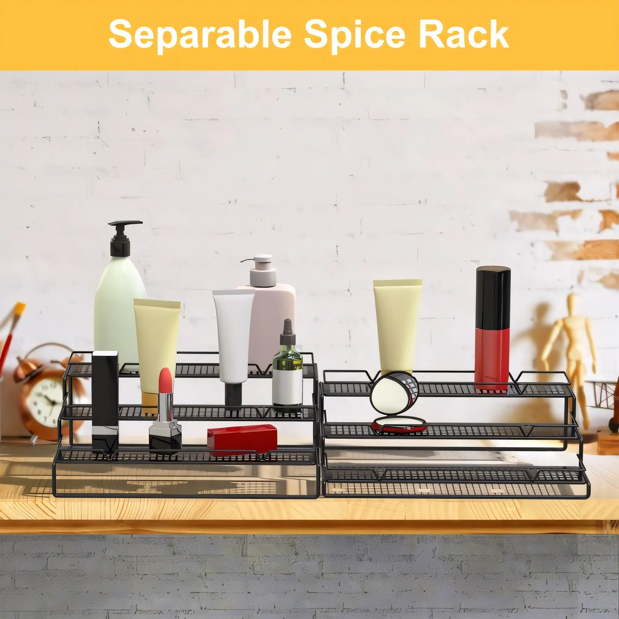 Metal Wire Kitchen Spice Rack - 3 Tier Storage Organizer