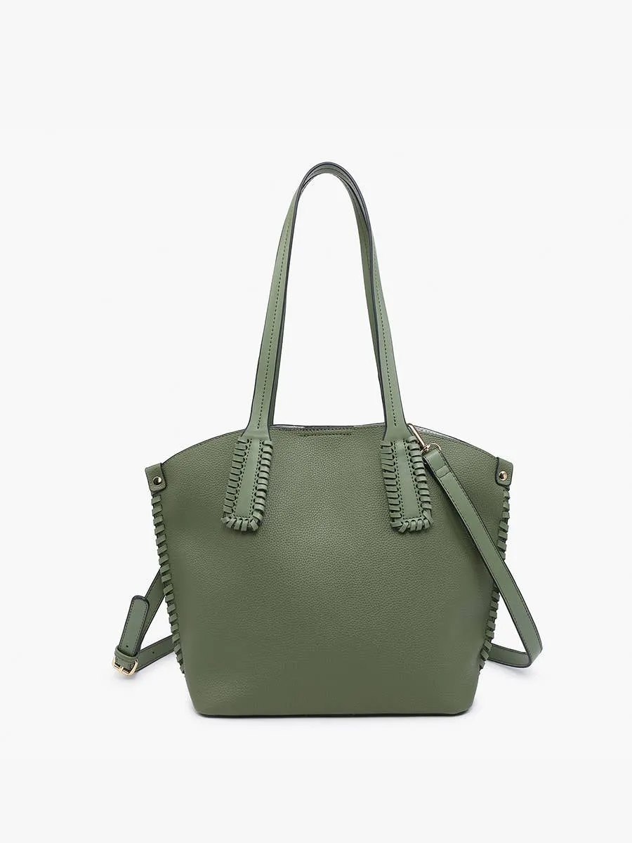 Micah Whipstitch 3-Compartment Tote: Olive