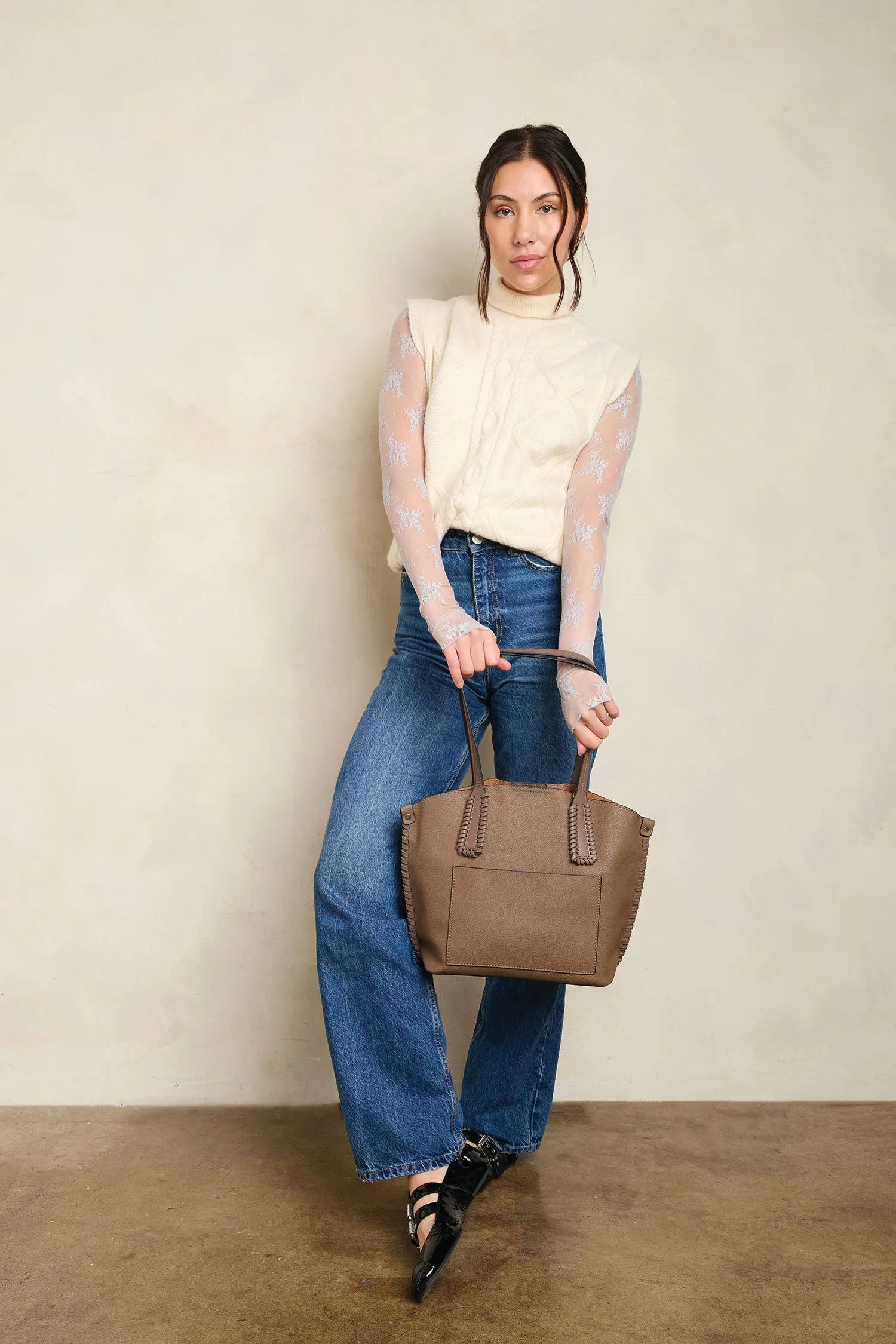 Micah Whipstitch 3-Compartment Tote: Olive