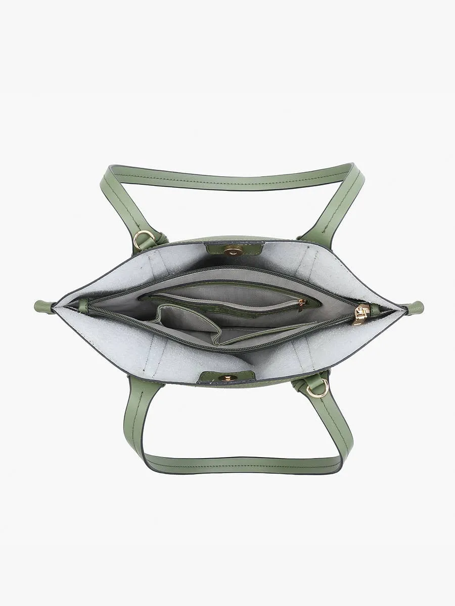 Micah Whipstitch 3-Compartment Tote: Olive