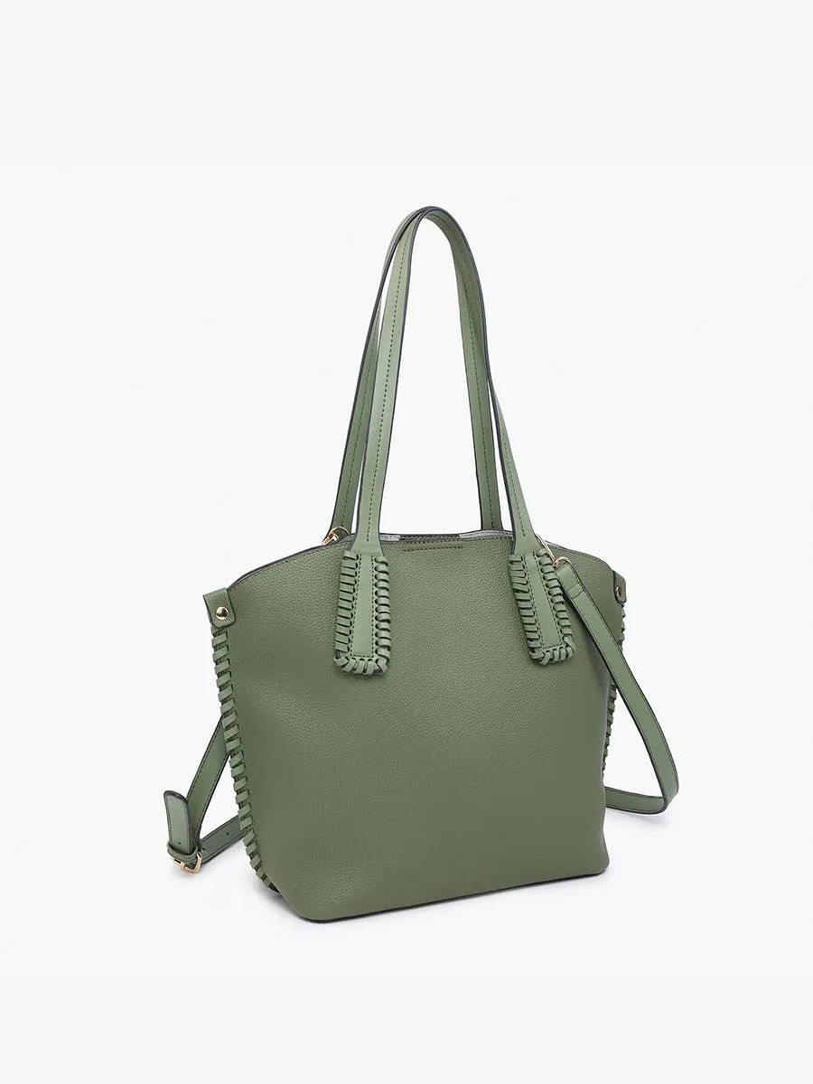 Micah Whipstitch 3-Compartment Tote: Olive