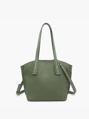 Micah Whipstitch 3-Compartment Tote: Olive