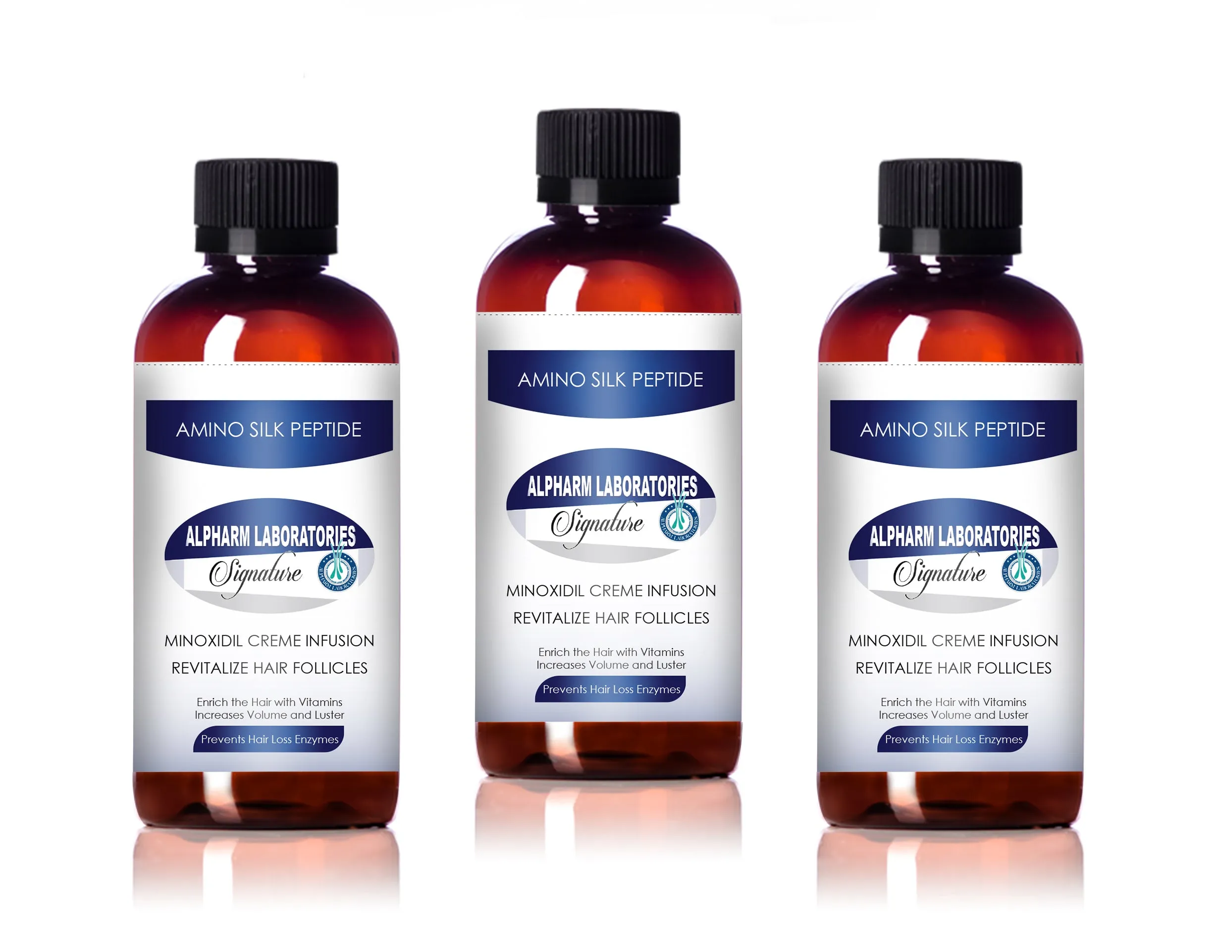 Micronized Amino Silk Peptide 2% Minoxidil Leave-in Hair Lotion 120ml Pack of 3 Without Propylene Glycol
