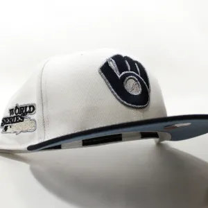 Milwaukee Brewers 1982 World Series  New Era 59Fifty Fitted Hat (White Navy Sky Blue Under Brim)