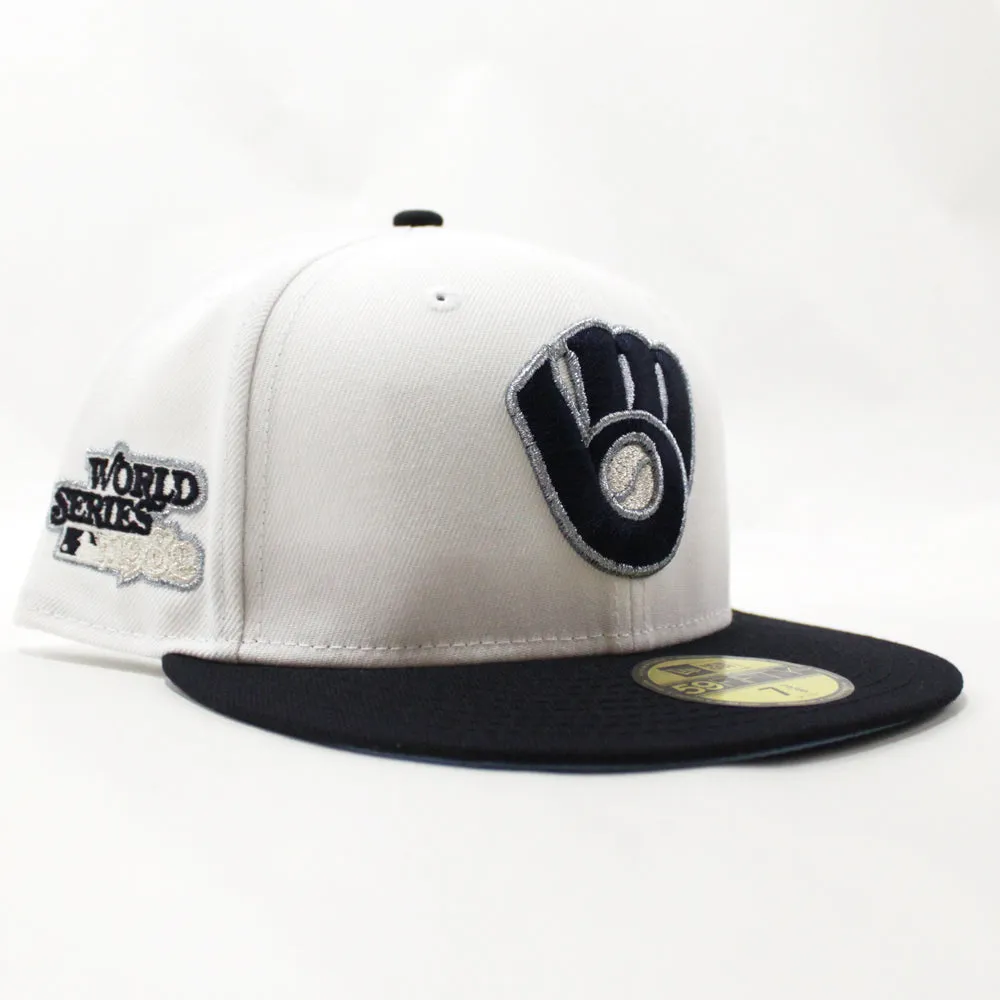 Milwaukee Brewers 1982 World Series  New Era 59Fifty Fitted Hat (White Navy Sky Blue Under Brim)