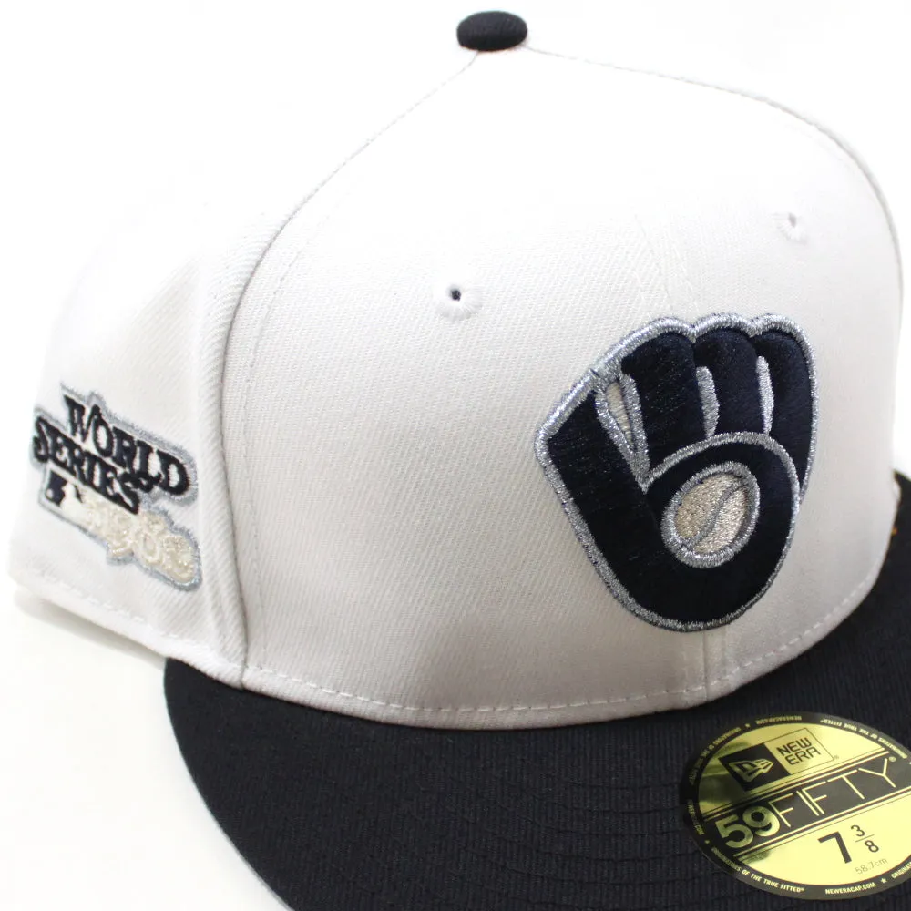 Milwaukee Brewers 1982 World Series  New Era 59Fifty Fitted Hat (White Navy Sky Blue Under Brim)